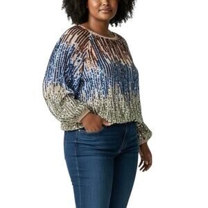 See & Be Seen Ombre Sequin Blouse - M/L